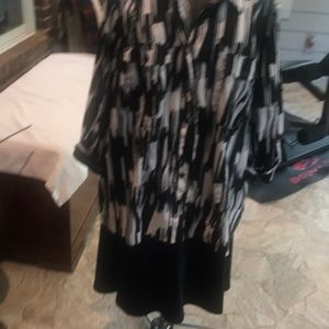 Black & White Blouse with Skirt